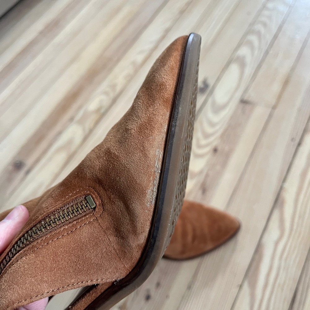 Cole Haan Grand Ambition British Tan‎ Suede Slingback Booties Size 7.5 W19448 - Picture 7 of 9